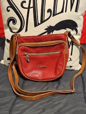 Valentina Made In Italy Crossbody Leather Shoulder Bag - Red